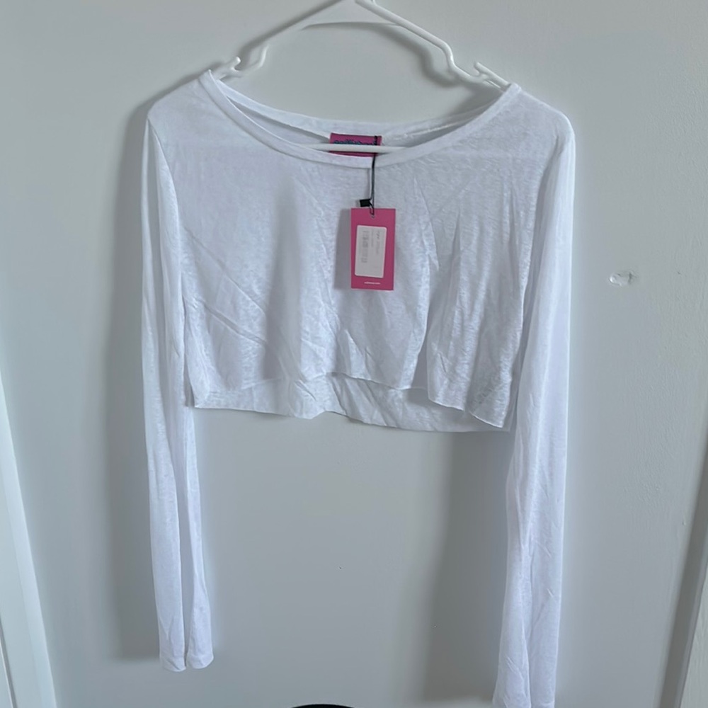 White Long Sleeve Crop Top